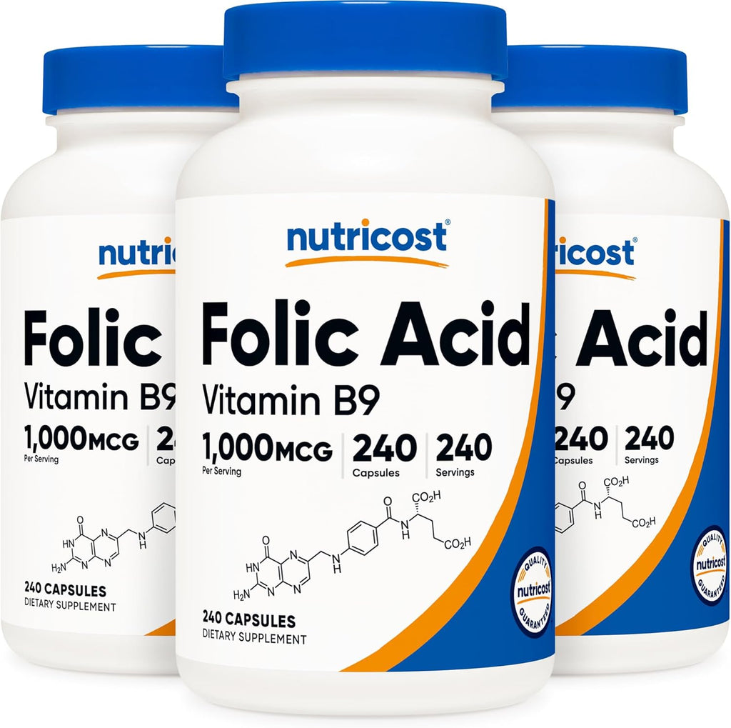 Nutricost Folic Acid (Vitamin B9) 1000 mcg, 240 Capsules