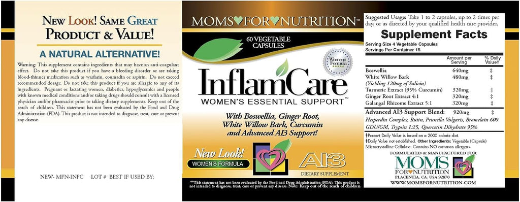 InflamCare 3000MG Fórmula Femenina - Sin Gluten (120 Comprimidos)