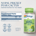 Solaray Nopal Prickly Pear Cactus - 500 mg por Dosis, 100 Cápsulas Veganas