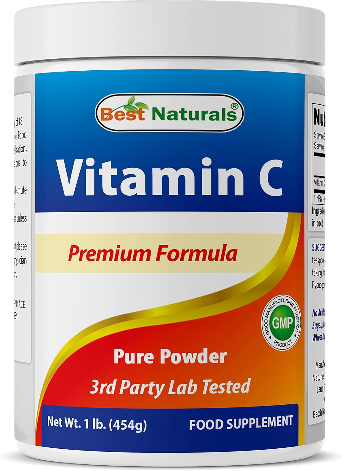 Best Naturals Vitamina C Pura en Polvo 454g (Ácido Ascórbico)