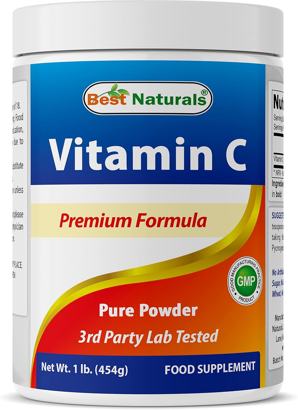 Best Naturals Vitamina C Pura en Polvo 100% - 454 g (1 lb) - Pack de 3