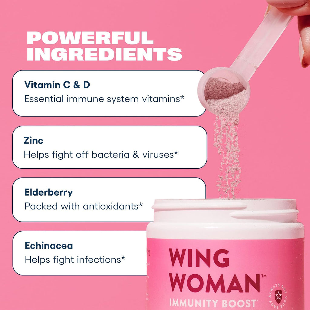 Love Sweat Fitness Wing Woman – Suplemento Inmunológico Mujeres – Vitamina C, Saúco y Equinácea – 28 dosis