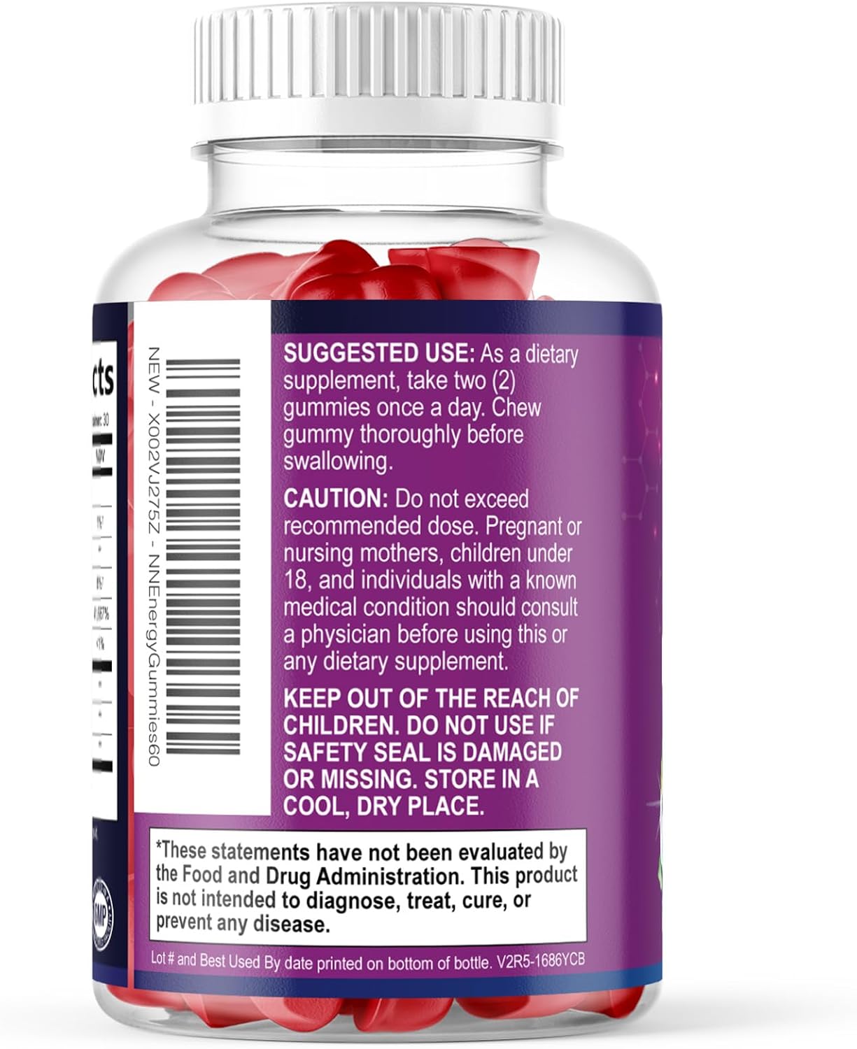 Energy Gummies con Vitamina B12 y Cafeína Natural - 1000 mcg - 60 Gominolas