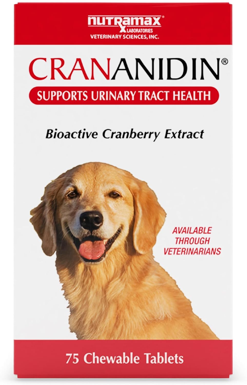 Nutramax Crananidin for Dogs - Cranberry Supplement for Urinary Health - Chewable Tablets, 75 Count