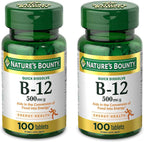 Vitamina B12 500 mcg Micropastillas Sabor Cereza - Nature's Bounty (Pack de 2 x 100 unidades)