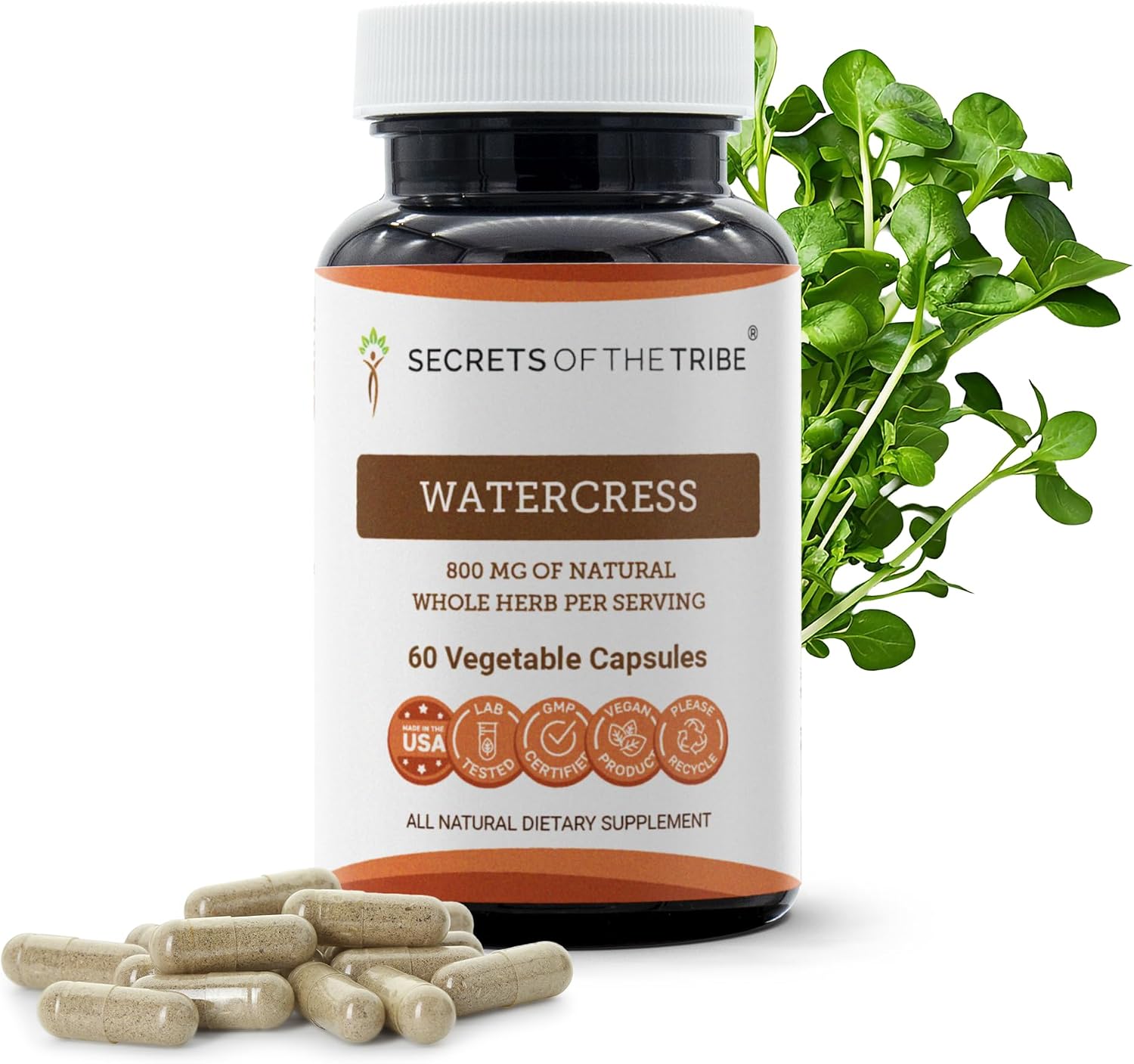 Secrets of the Tribe Berro 800 mg - 120 Cápsulas (Nasturtium Officinale) Hierba Seca