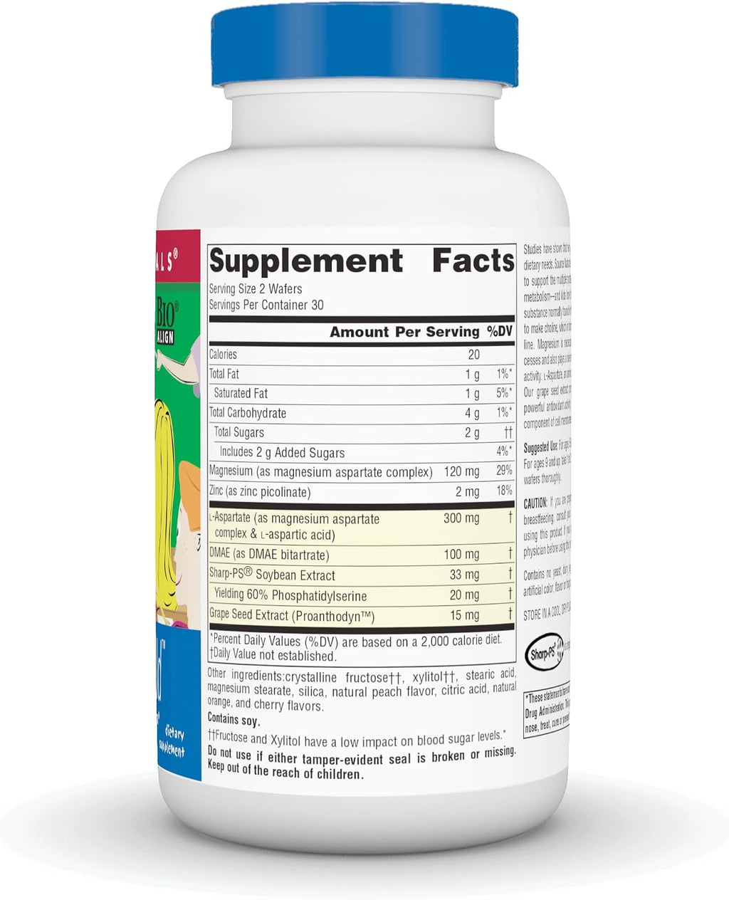 Source Naturals Attentive Child - Cognitive Support for Kids with DMAE, Magnesium, Zinc & Grape Seed Extract - 60 Chewable Wafers