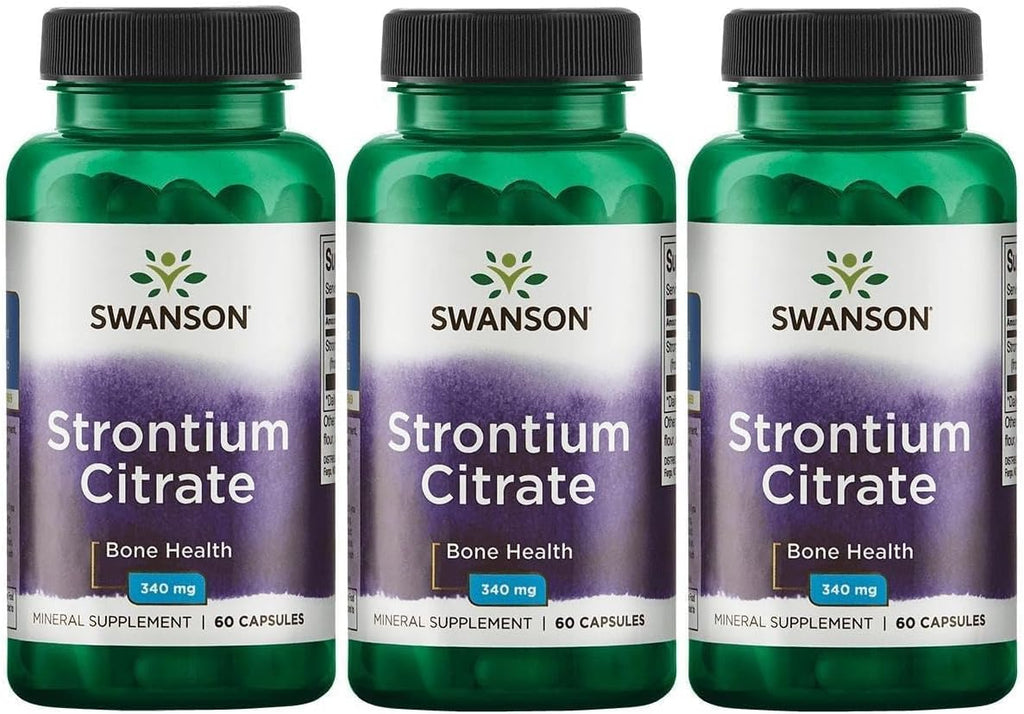 Citrato de Estroncio 340 mg 60 Cápsulas (Pack de 3) - Swanson Premium Brand
