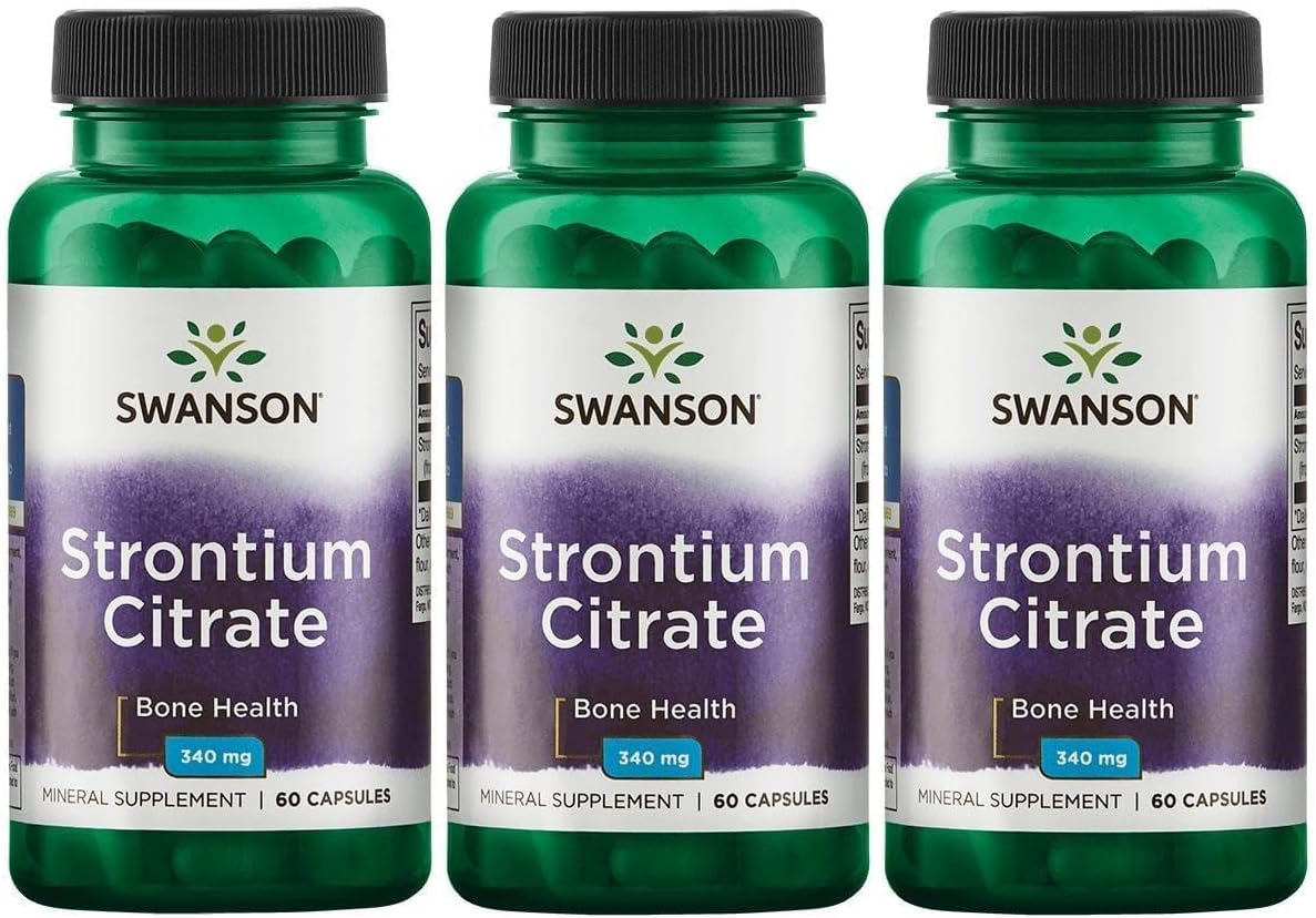 Citrato de Estroncio 340 mg 60 Cápsulas (Pack de 3) - Swanson Premium Brand