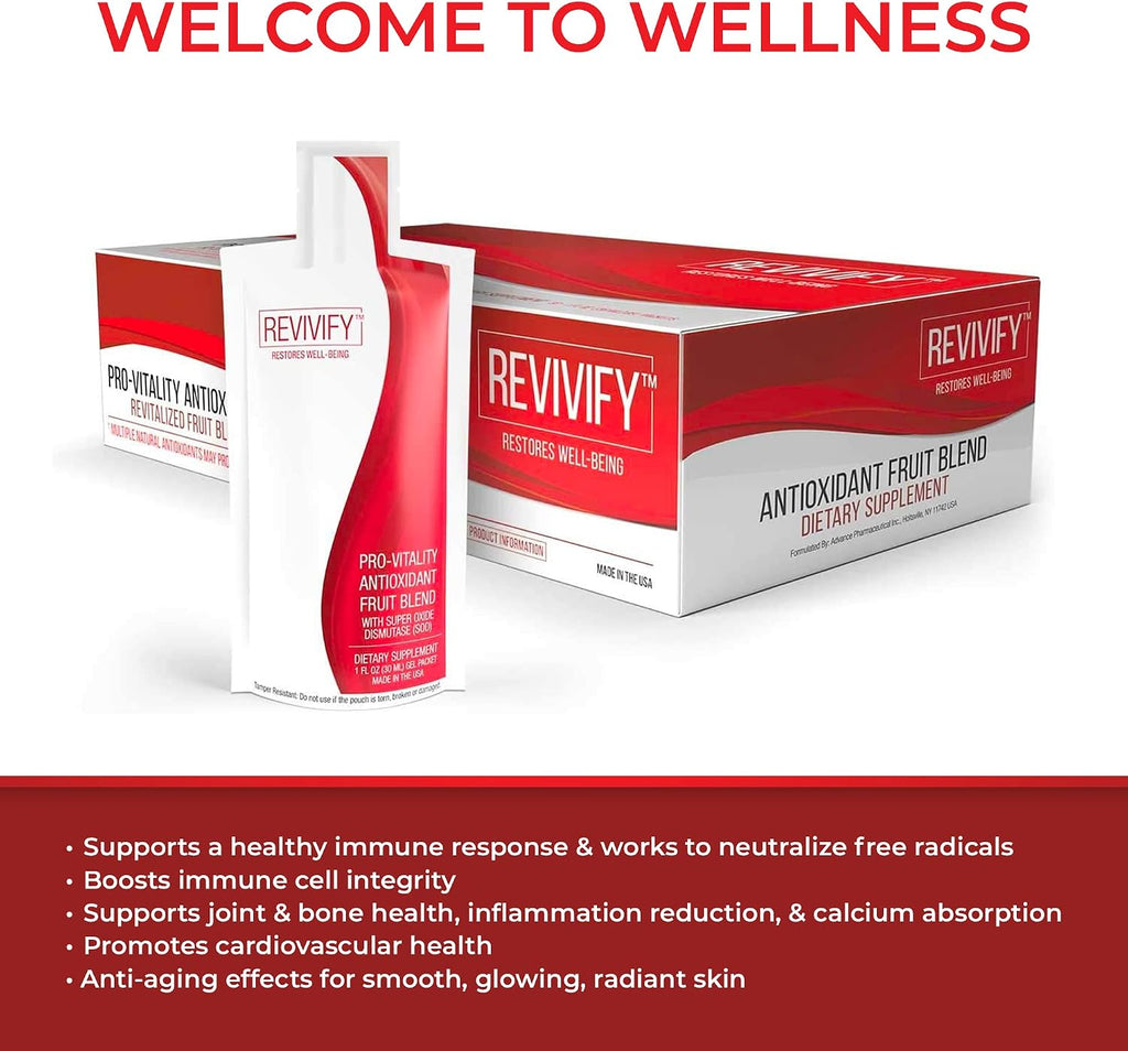 REVIVIFY Pro-Vitality Gel Oral - Superóxido Dismutasa (SOD), Fibra Soluble y Frutas, 30 días