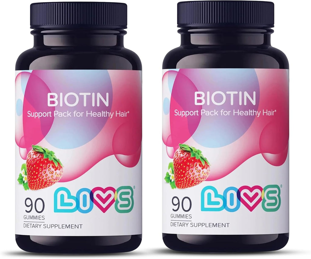 LIVS Beauty Plus Gomitas de Biotina para Cabello, Piel y Uñas, Sabor Crema Soda - 60 uds
