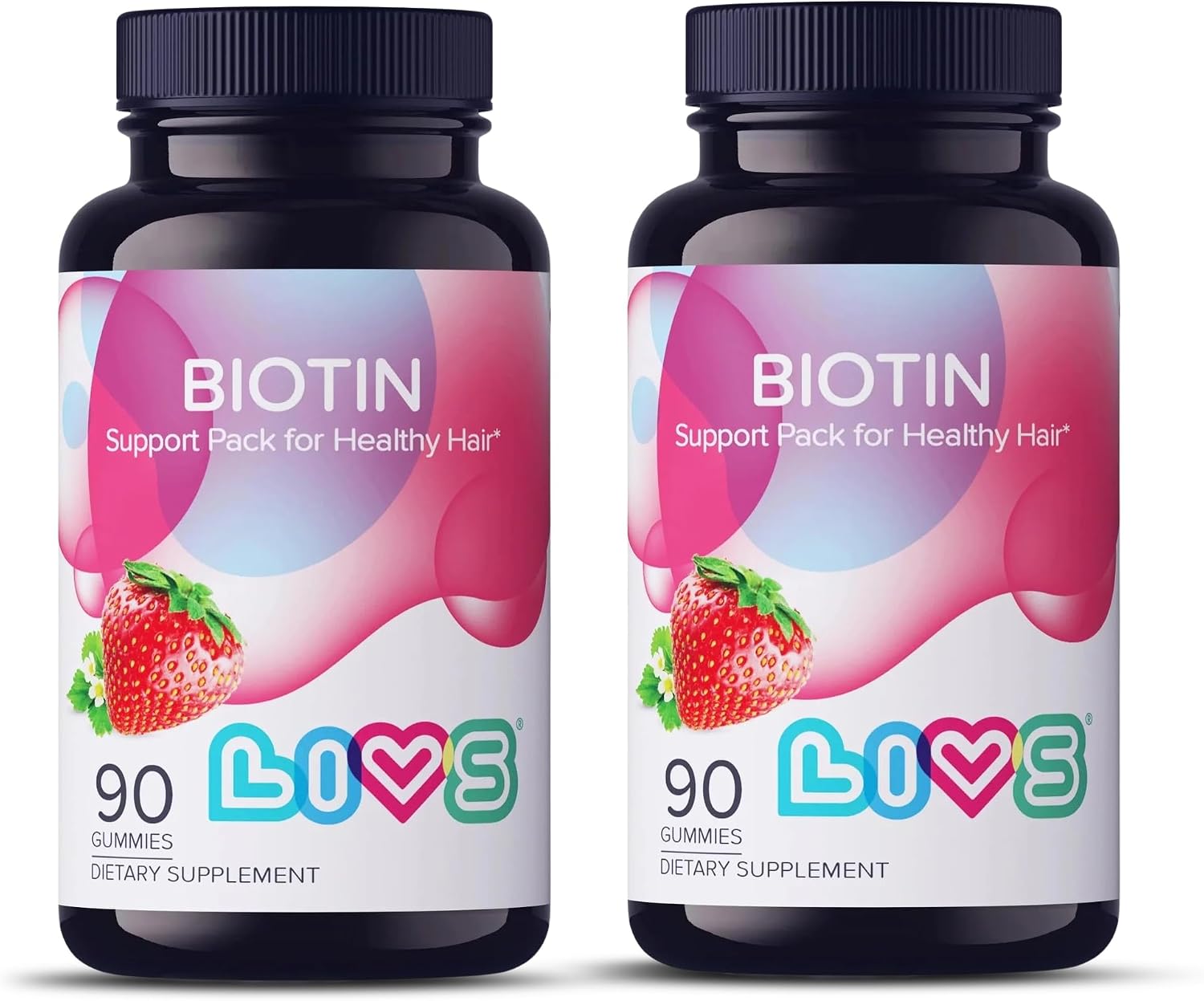 LIVS Biotin Gummies 10000 mcg - Gominolas de Biotina para Cabello, Piel y Uñas - Sabor Natural a Uva - Vegano, Sin Gluten - 90 Unidades