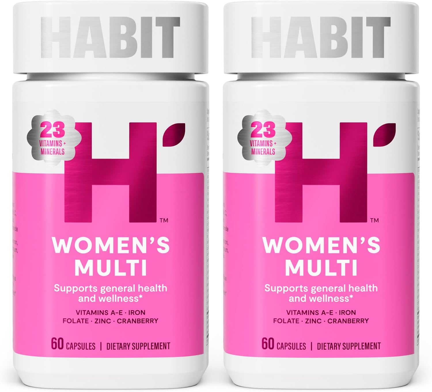 Habit Multivitamínico para Mujeres, 2 Paquetes (120 Cápsulas) - 23 Vitaminas y Minerales Esenciales, Extractos de Frutas, No Transgénico