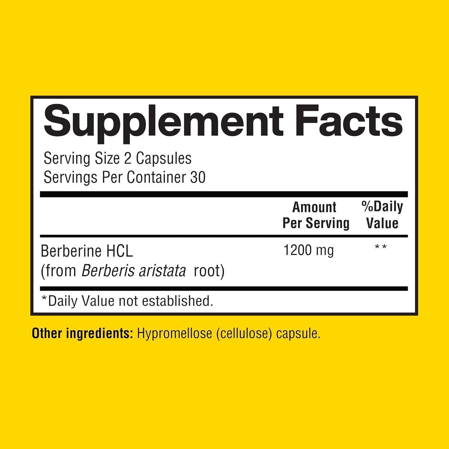 Happi Mi Nutrition Berberina 1200 mg por dosis como Berberine HCL, 60 Cápsulas Vegetales