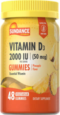 Sundance Vitamin D3 Gummies 2000 IU (48 Gominolas) Sabor Piña