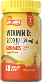 Sundance Vitamin D3 Gummies 2000 IU (48 Gominolas) Sabor Piña