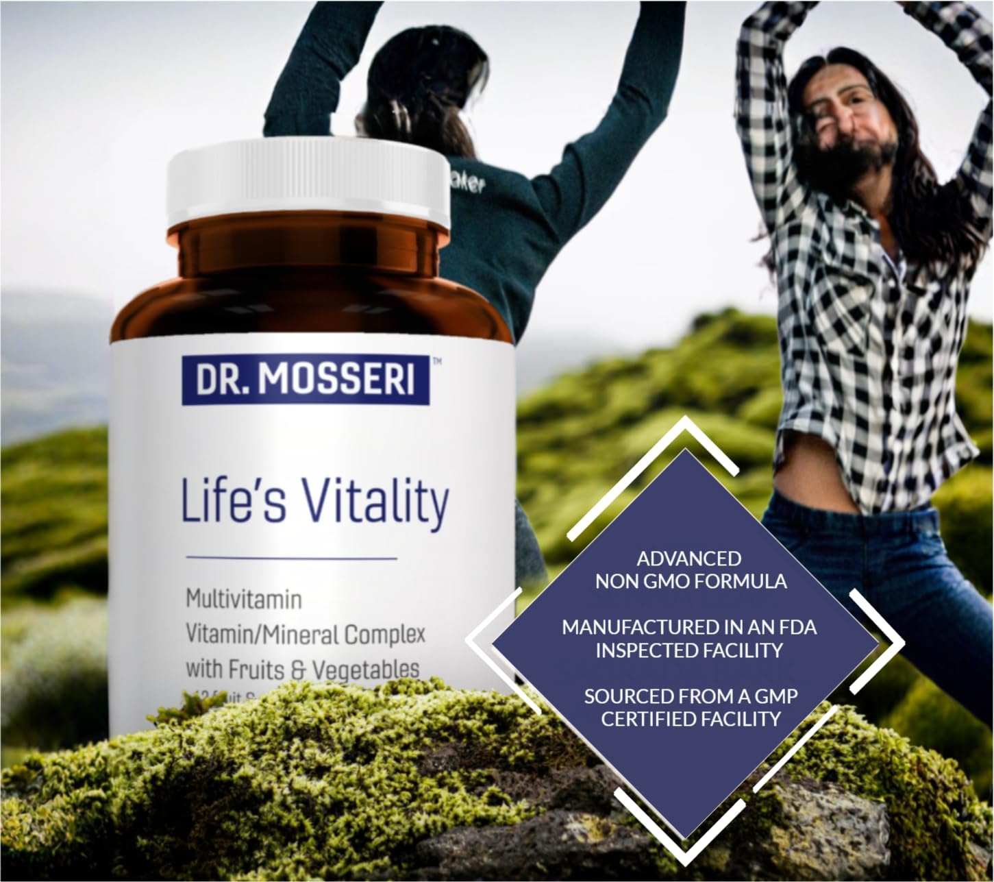 Life's Vitality Multivitamínico Vegano para Hombres y Mujeres - 42 Frutas y Verduras, Vitamina D, 90 Comprimidos