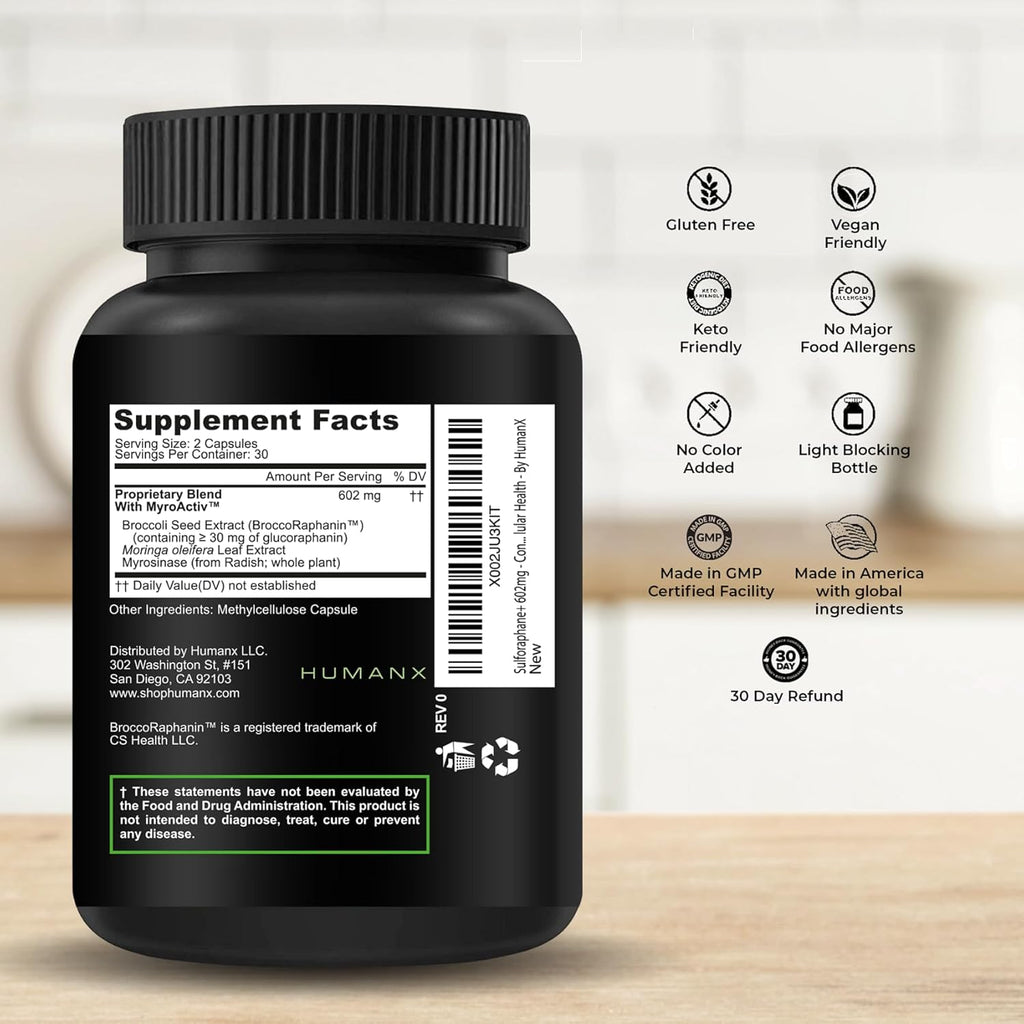HUMANX Sulforafano+ 602mg - Suplemento de Brócoli y Moringa