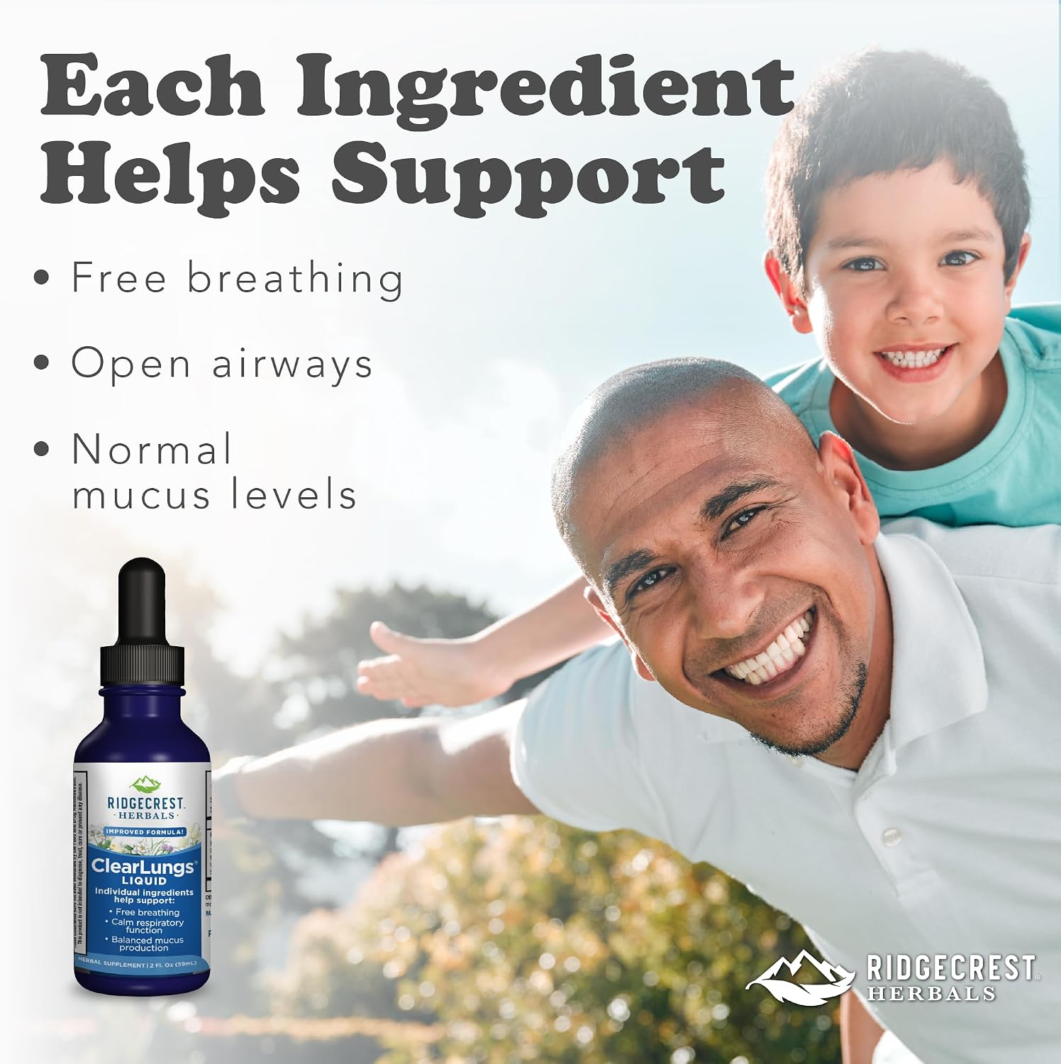 Ridgecrest Herbals ClearLungs Líquido, Suplemento Herbal para las Vías Respiratorias, Sabor Naranja, 59 ml
