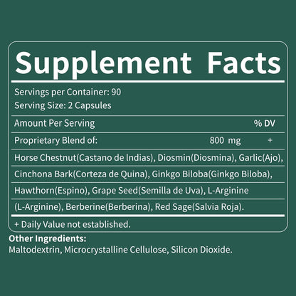 Cápsulas de Castaño de Indias y Diosmina para la Circulación - Suplemento Herbal 10 en 1 - 90 Cápsulas – Image 6