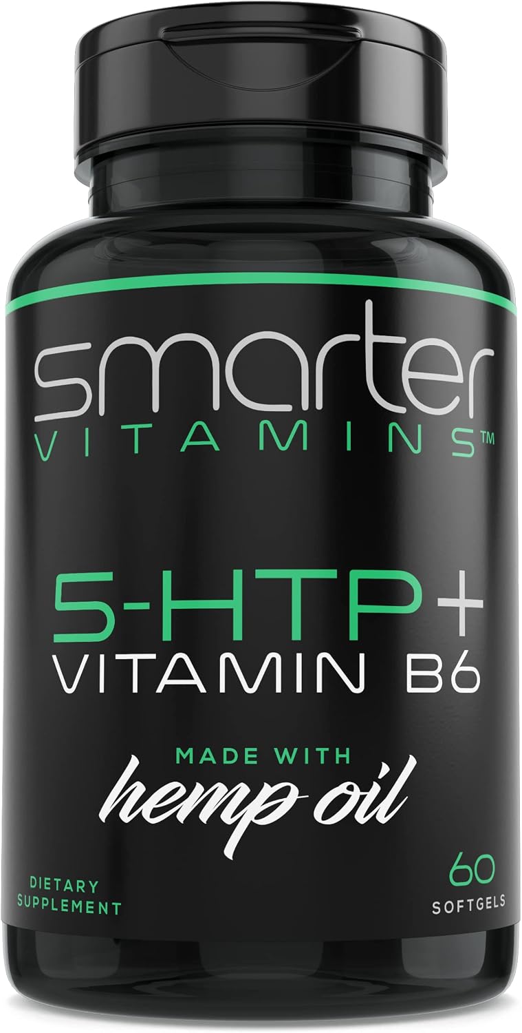 SmarterVitamins 200mg 5-HTP + Vitamina B6, Liberación Prolongada, 60 Cápsulas Blandas, 30 Dosis