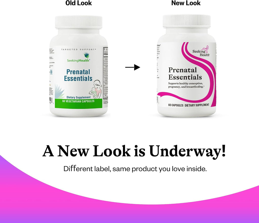 Seeking Health Prenatal Essentials, 60 cápsulas - Suplemento prenatal con B12 y K2