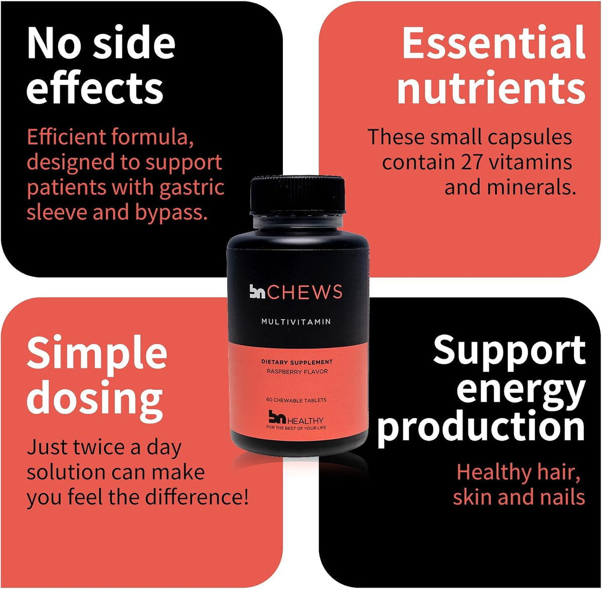 BNHealthy Chews Multivitamínico Bariátrico – Vitamina D3: Favorece la absorción normal del calcio y el fósforo, y – Image 3