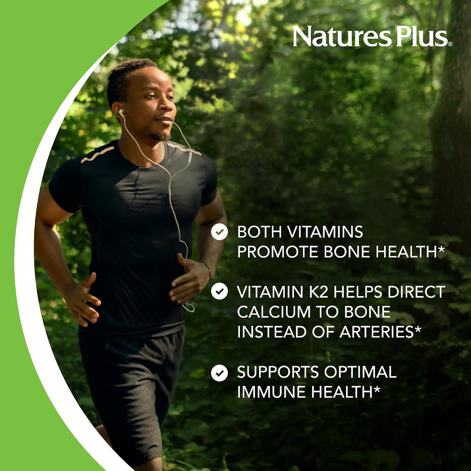 NaturesPlus Vitamina D3 1000 UI y K2 100 mcg - 90 Cápsulas Vegetarianas