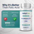 Methyl-Life® L-Methylfolate 15 mg – Suplemento de Folato Activo con Cerebrofolate® – Comprimidos Masticables, 90 Unidades