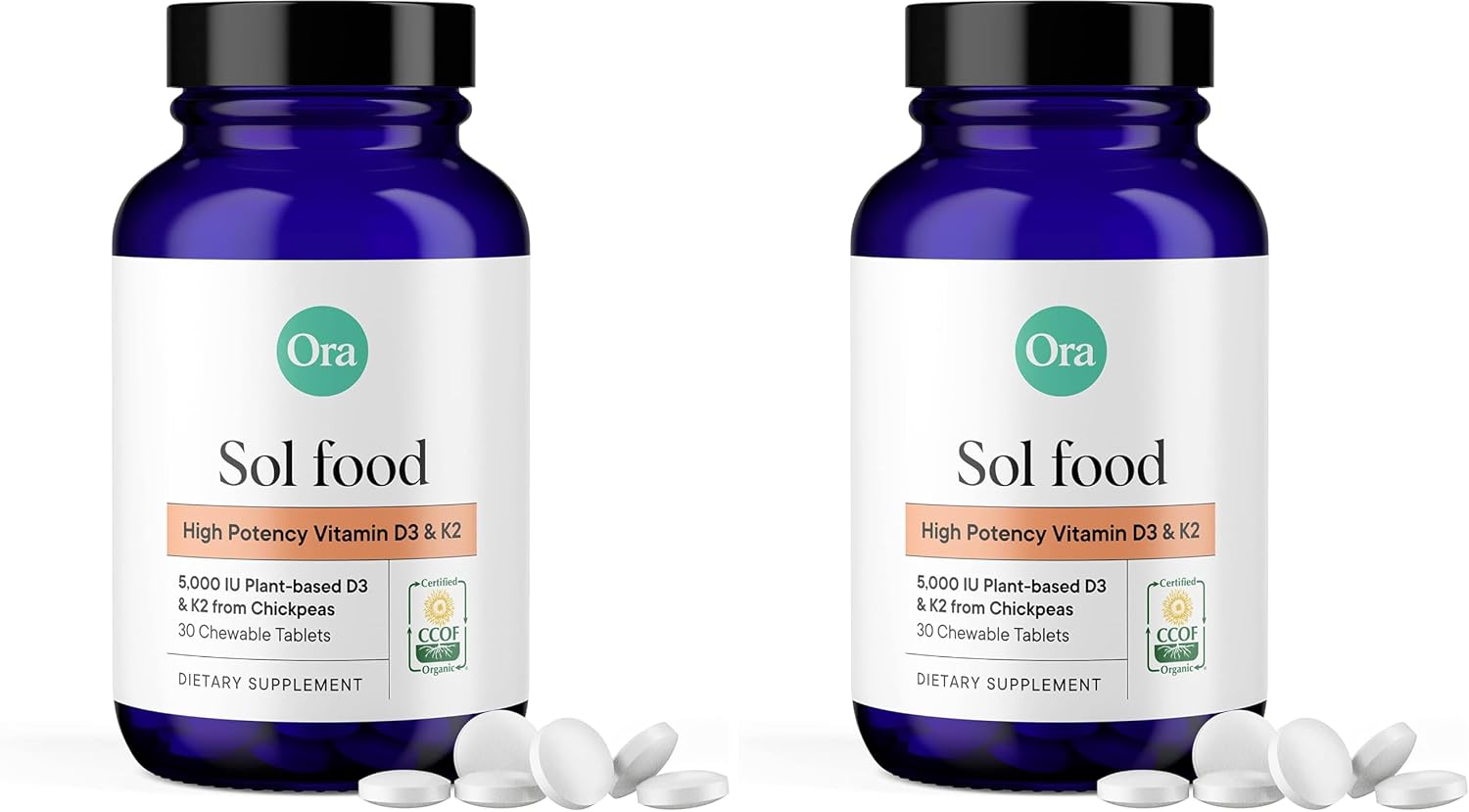 Vitamina D3 2000 IU Vegana - Comprimibles de Liquen - Ora Organic