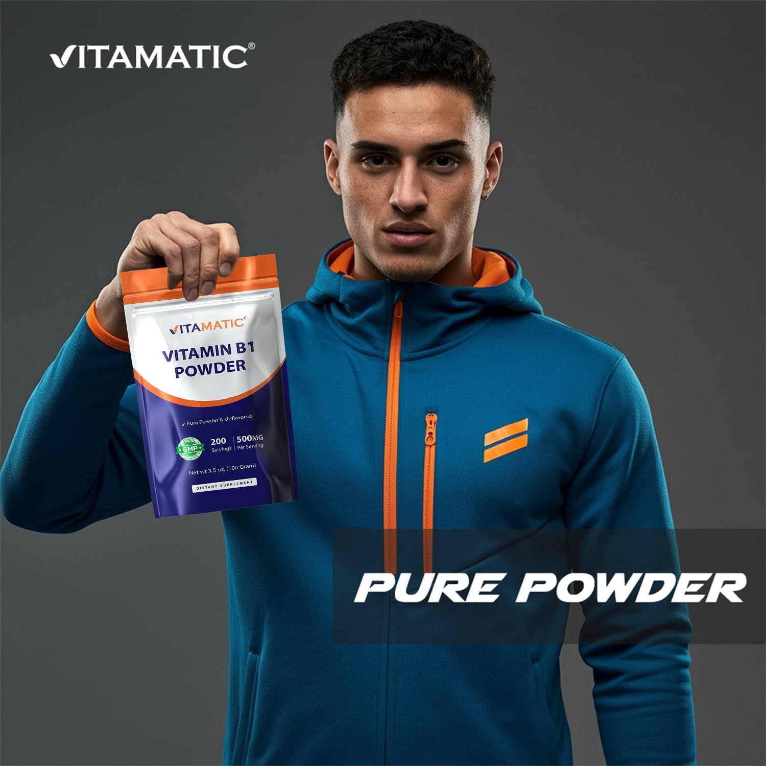 Vitamatic Vitamina B1 Pura en Polvo - 100 Gramos (Mononitrato de Tiamina)