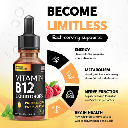 Gotas Líquidas de Vitamina B12 - 5000 mcg – Formación de glóbulos rojos: Colabora en la formación normal de – Image 3