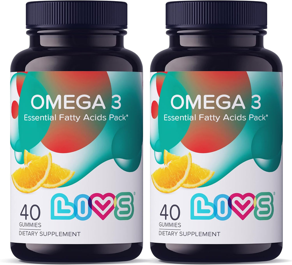 LIVS Gominolas Veganas Omega 3 – A base de Aceite de Linaza – Omega 3, 6 y 9 – Apoyo para el Corazón, el Cerebro y las Articulaciones – Sin Sabor a Pescado – No GMO, con Pectina, Kosher y Halal – 40 Unidades