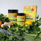 Vital All-in-One Daily Greens Powder - Superfood con Probióticos y Antioxidantes - Sabor Limón y Jengibre, 300 g