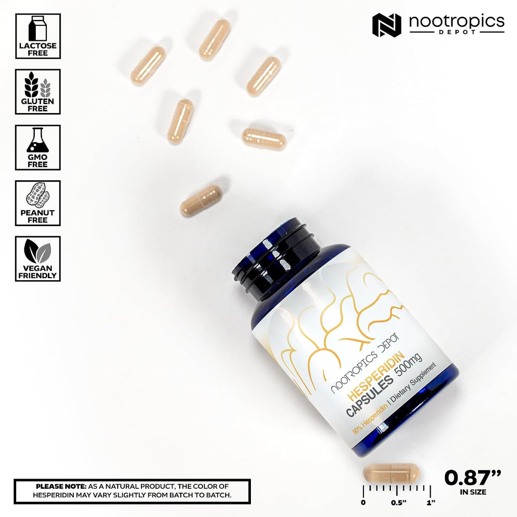 Hesperidina 500mg | 180 Cápsulas | Extracto de Cítricos 90% | Nootropics Depot
