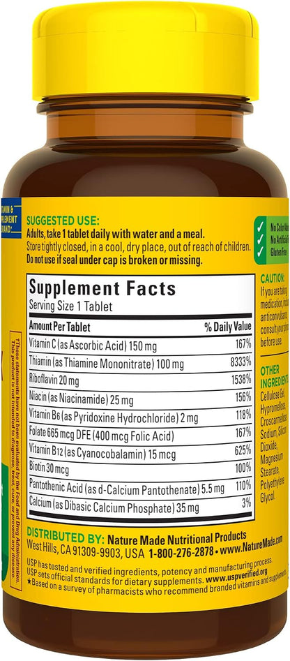 Nature Made Super B Complex con Vitamina C y Ácido Fólico, 60 Comprimidos – Image 9