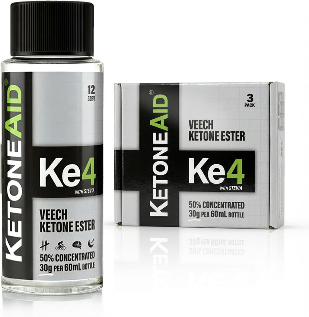 KetoneAid Ke4 Éster de Cetonas Concentrado | Sin Sales, Sin Azúcar, Sin Cafeína | D-BHB Exógeno | 12 Porciones