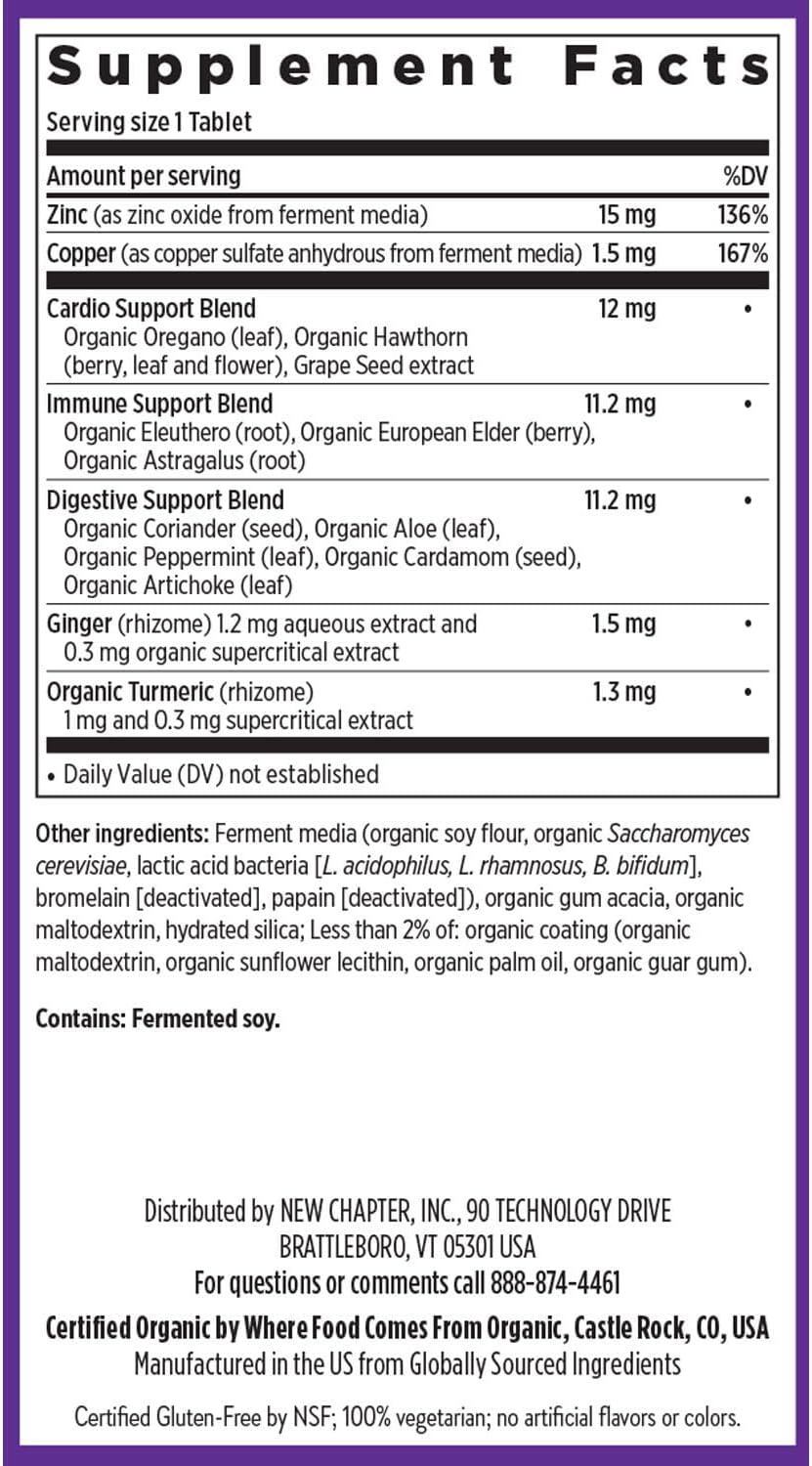 New Chapter Complejo de Zinc Fermentado con Cobre - 60 Tablets
