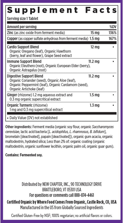 New Chapter Complejo de Zinc Fermentado con Cobre - 60 Comprimidos – Image 6