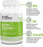 Nutri Supreme, Folato con B6 y B12, Ayuda a Mantener Niveles Normales de Homocisteína y Salud Cardiovascular, 60 Comprimidos, Certificado Kosher