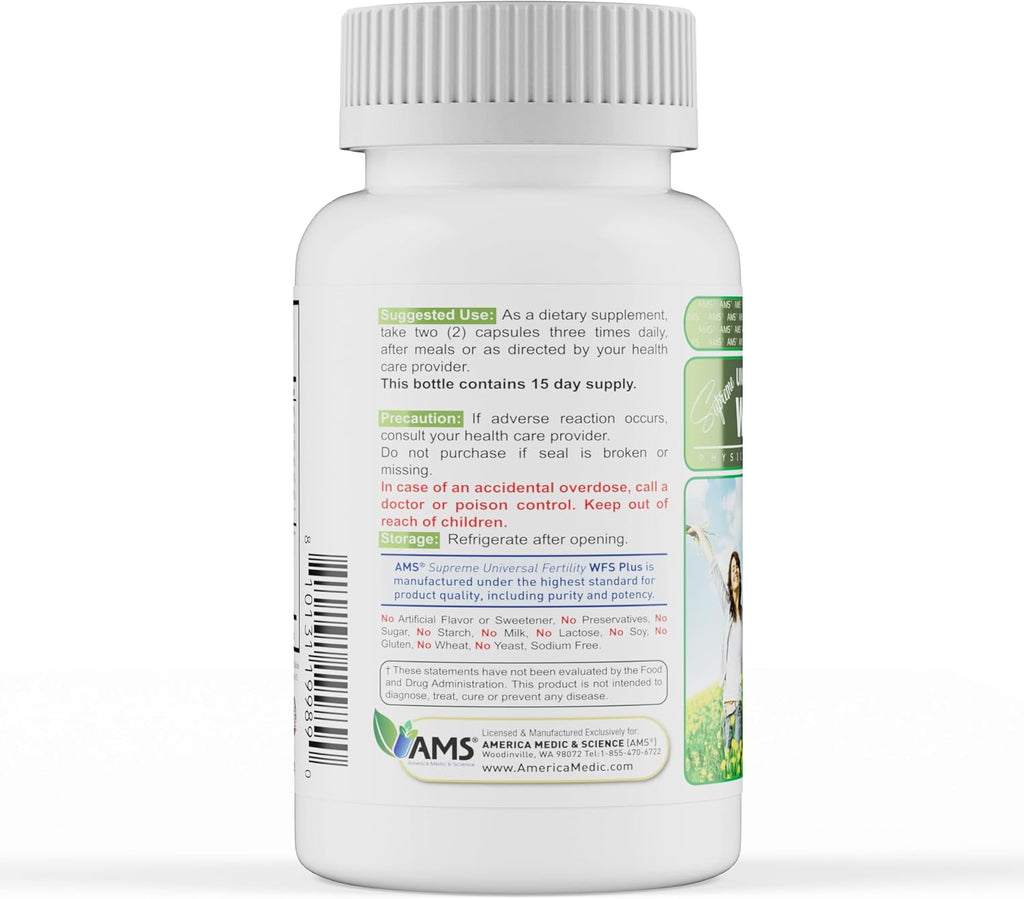 WFS Plus Fertility - Suplemento de Fertilidad para Mujeres con D-Chiro Inositol y DHA (90 Cápsulas)