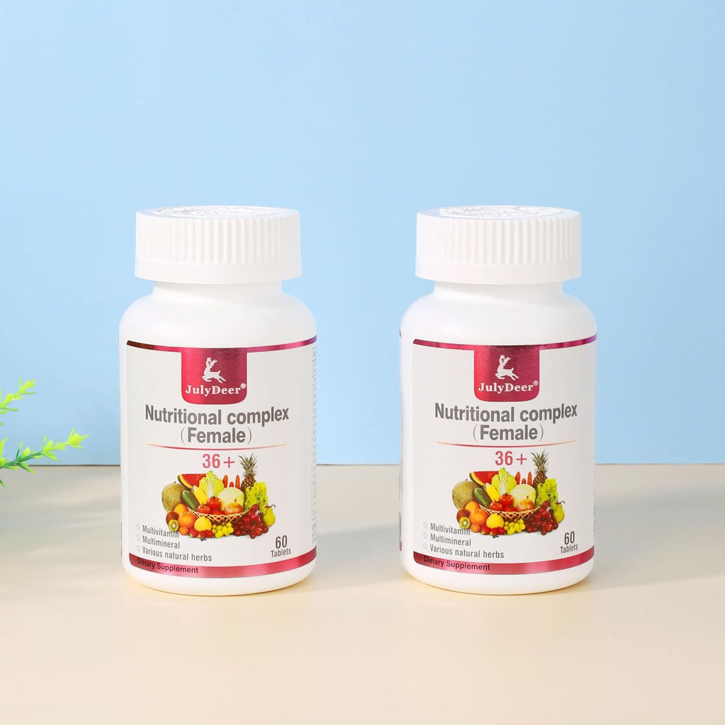JulyDeer One Daily Tablet Multivitamin para Mujeres - Multimineral Completo con Vitamina A, C, D, E y Complejo B, Zinc y Más para Inmunidad, Cabello, Piel y Uñas, Digestión + Vegetariano - 2 Botes
