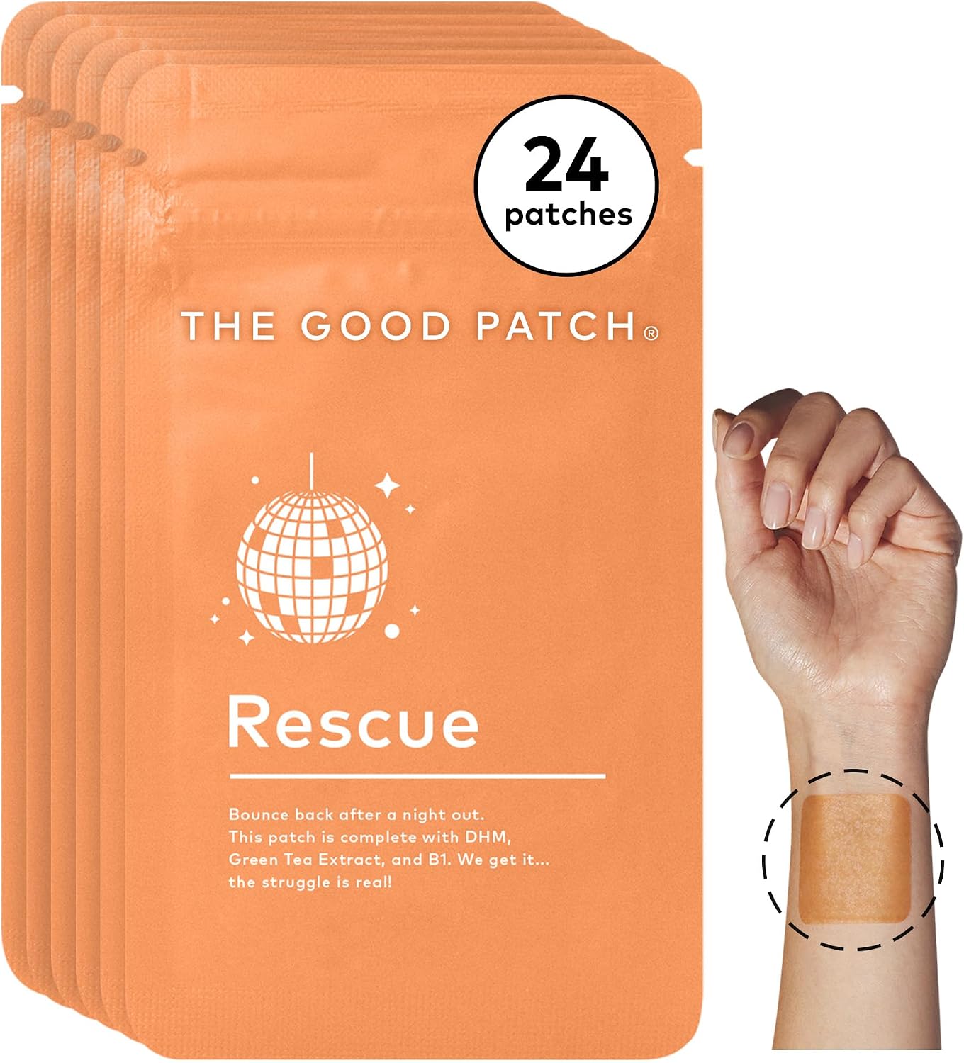 The Good Patch Rescue Recovery Parche de Recuperación con DHM, Té Verde y Vitamina B1 (8 Parches)