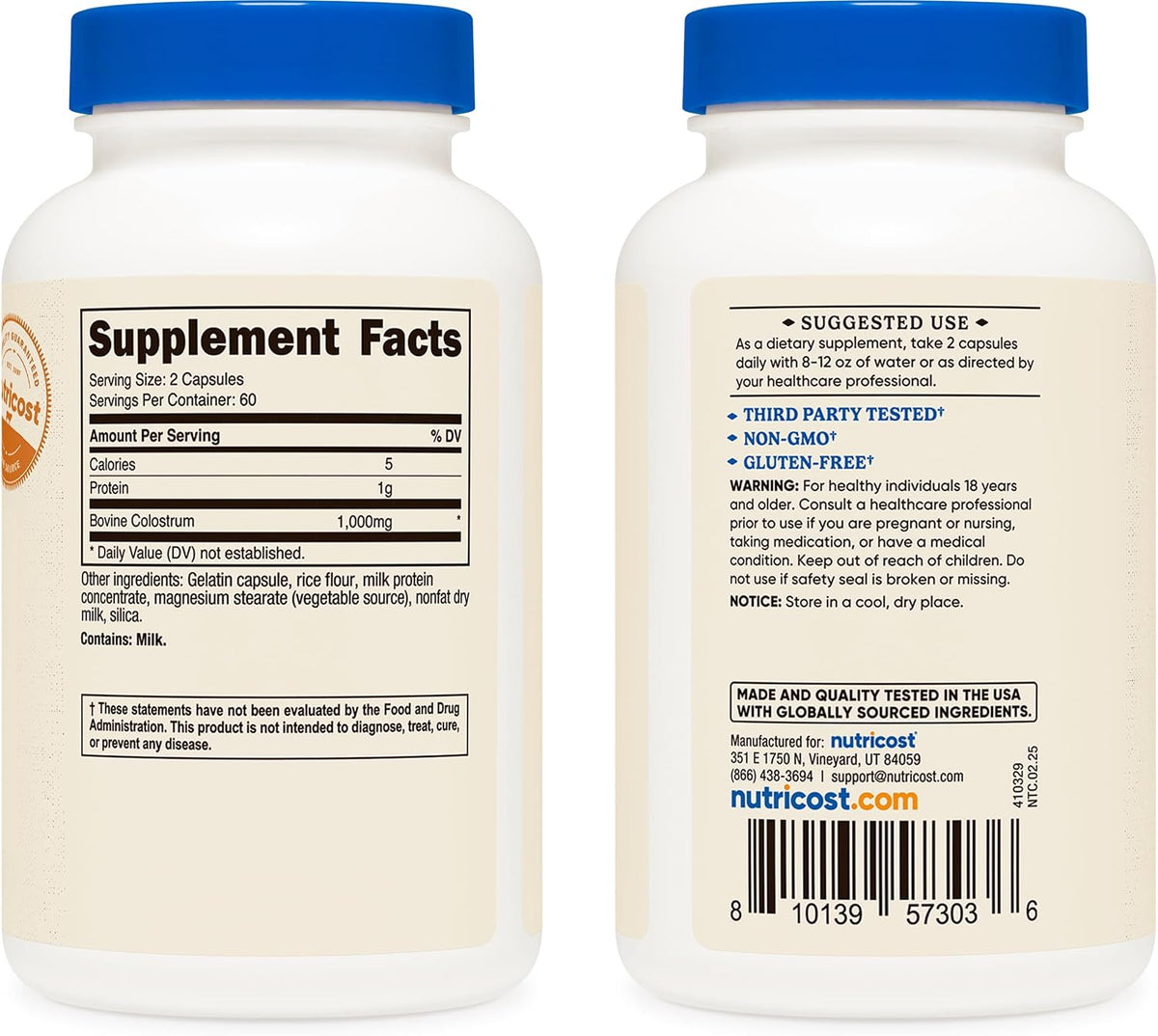Nutricost Calostro 500mg, 120 Cápsulas (2 Envases) – Image 5