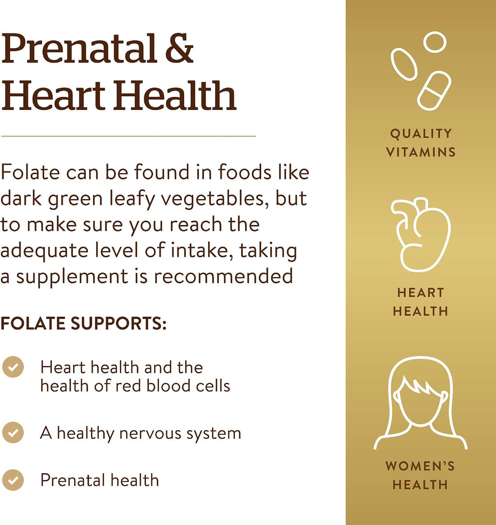 Solgar Folate 1,333 mcg DFE (800 mcg Folic Acid) - 250 Tablets