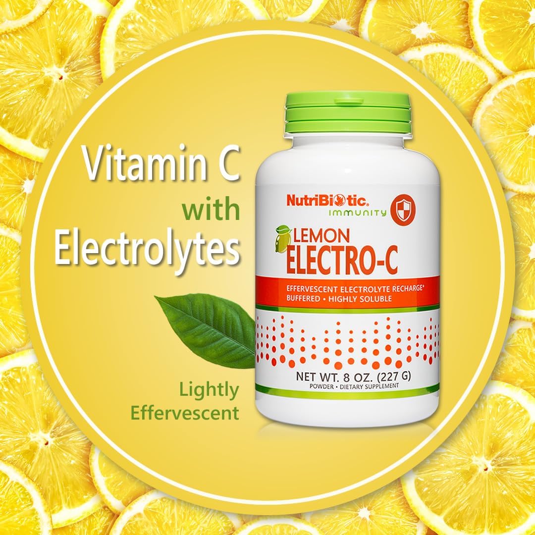 NutriBiotic Electro-C, Vitamina C y Electrolitos en Polvo, Sabor Limón, 227 g