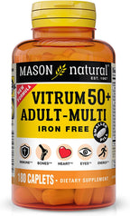 MASON NATURAL Vitrum 50+ Multivitamínico para Adultos, Sin Hierro, 180 Comprimidos