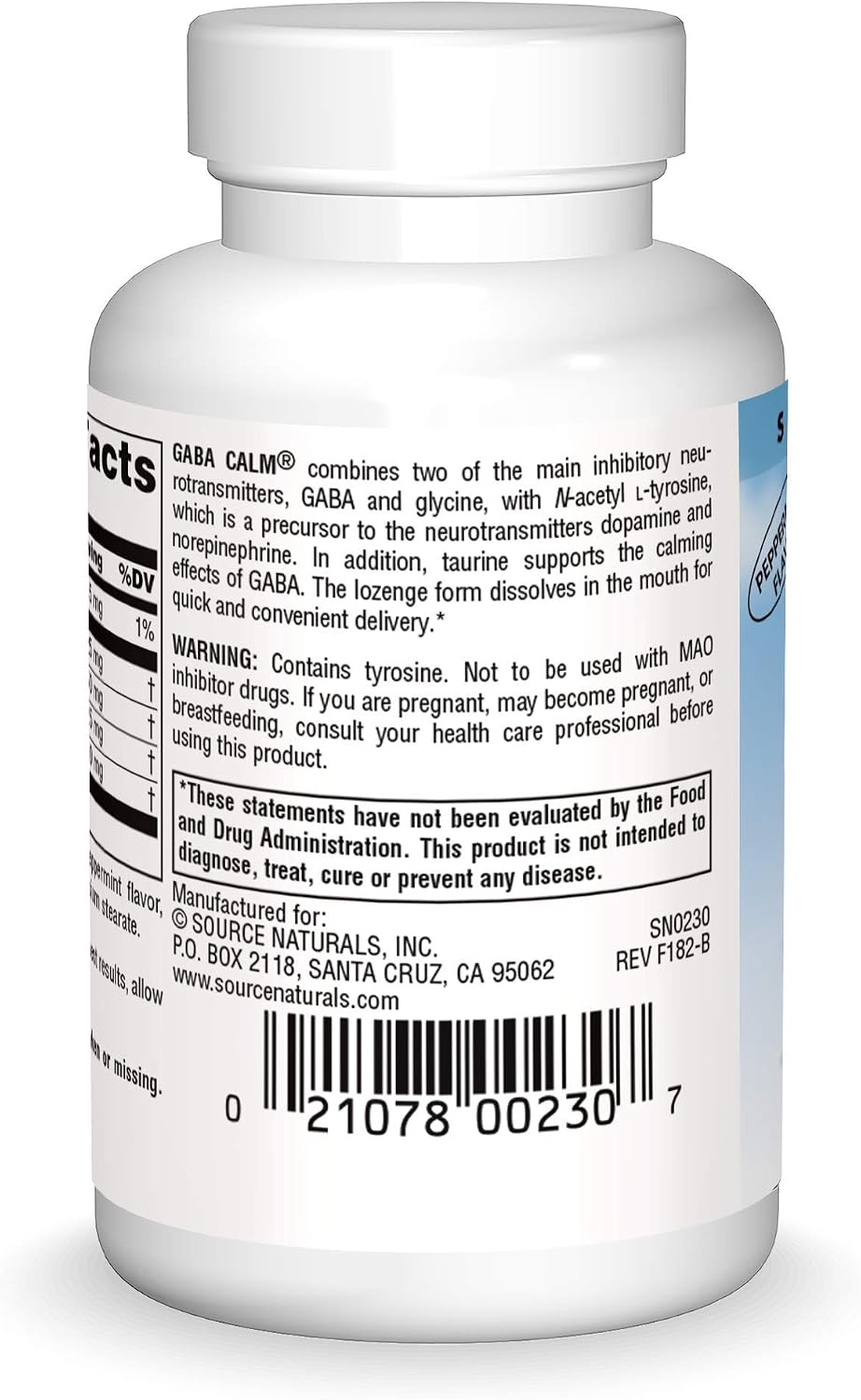 Source Naturals Serene Science GABA Calm – Pastillas de menta de disolución rápida, 30 unidades