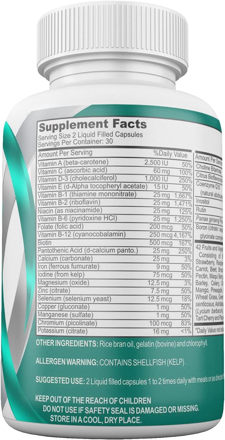 Vitaminas para Bypass Gástrico con Hierro y 42 Super Frutas y Verduras – Cápsulas de Disolución Rápida