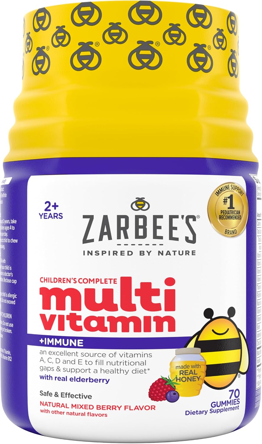Zarbee's Multivitamínico Infantil Completo + Apoyo Inmunológico - 70 Gominolas Sabor a Bayas Naturales
